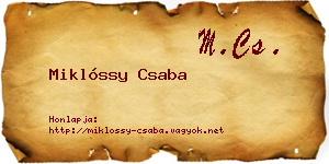 Miklóssy Csaba névjegykártya