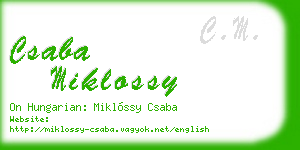 csaba miklossy business card